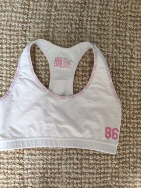 Y2K PINK Victoria's Secret White & Pink Racerback Sports Bra